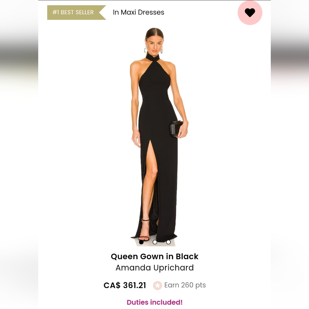 Amanda Uprichard Queen Gown in Black size XS REVOLVE
